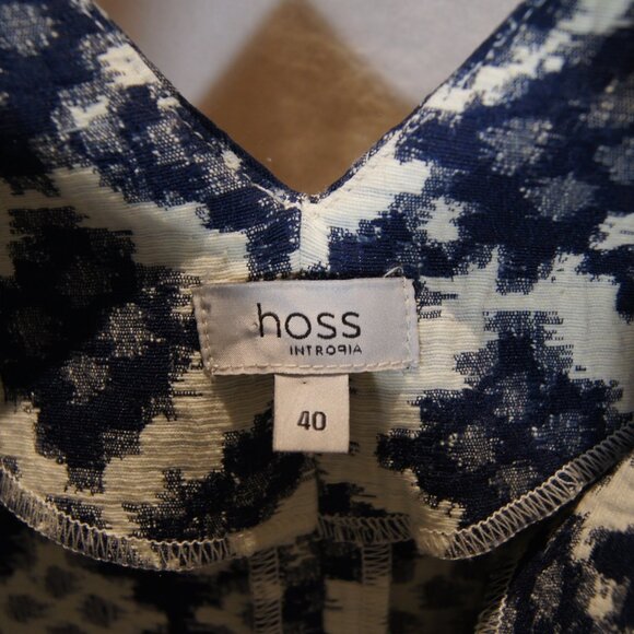 Hoss Intropia Blue White Geometric Print Sleeveless Dress Spanish Designer - Picture 2 of 5